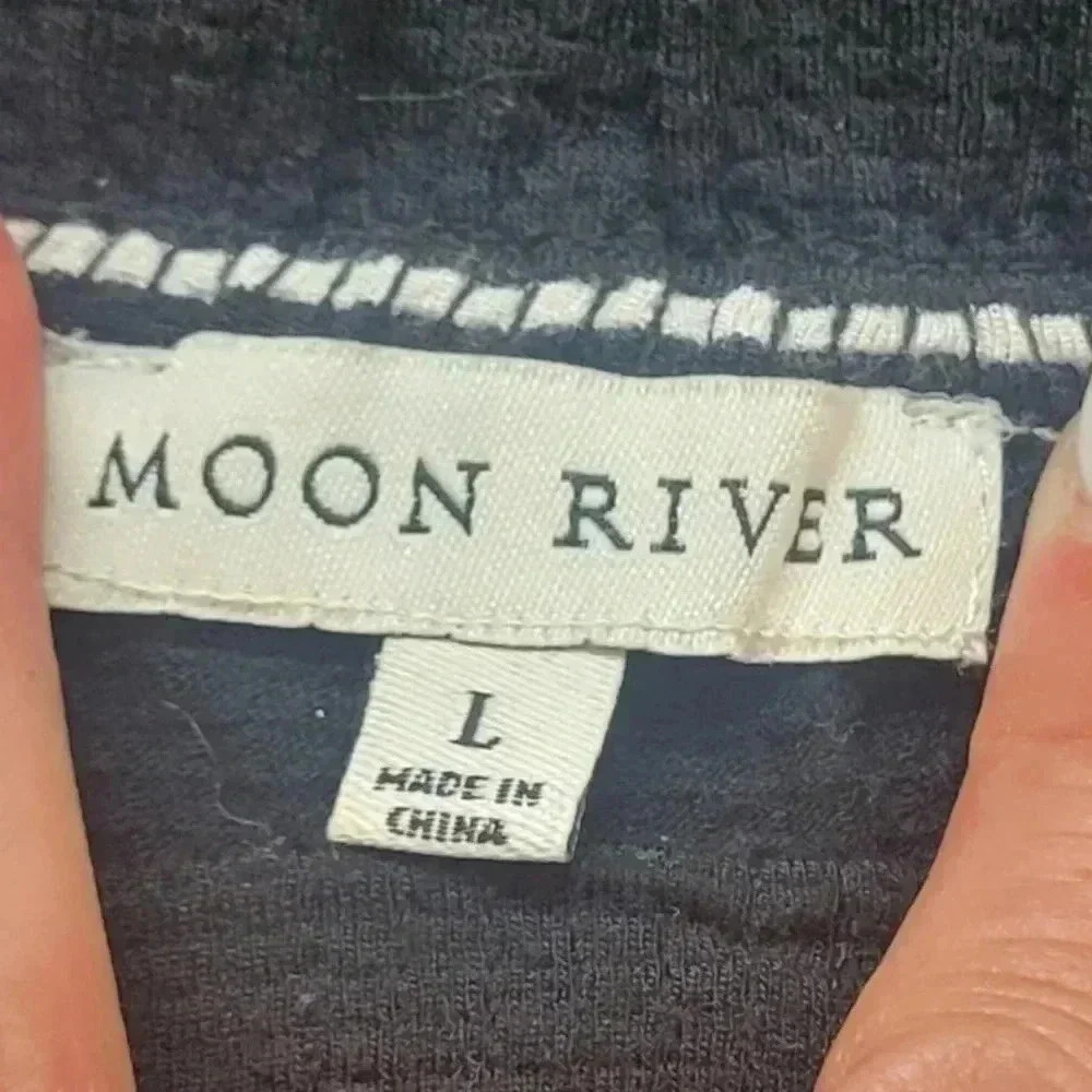 SIZE LG Moon River Striped Ruffle Hem Skirt Black & White - Picture 8 of 9